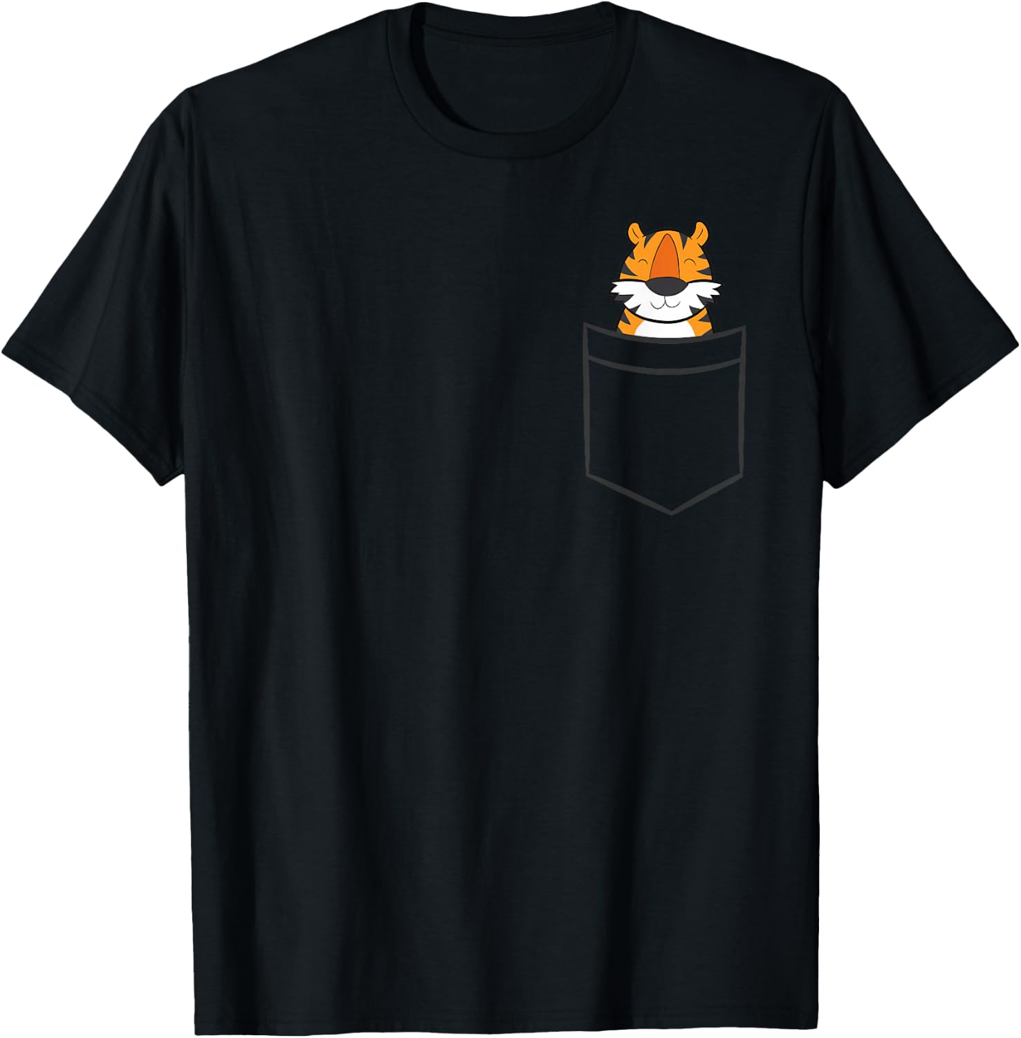 Tiger In a Pocket Cute Pocket Tiger T-Shirt - T-Shirt | Black