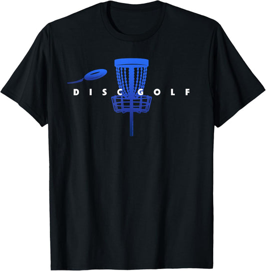 Cool Stylized Disc Golf with Basket and Disc - Disk Golf T-Shirt - T-Shirt | Black