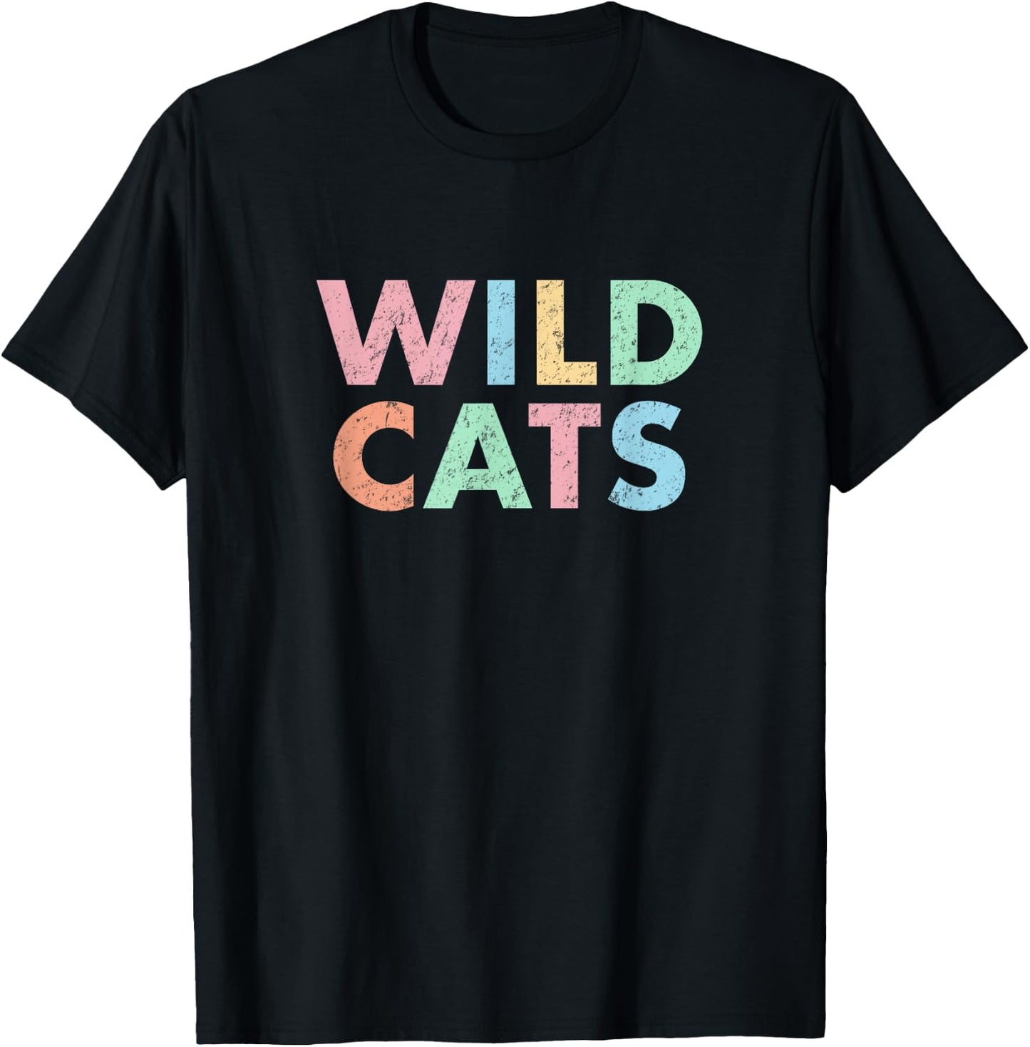 Wildcats Colorful School Sports Spirit Mascot Retro Wild Cat T-Shirt - T-Shirt | Black