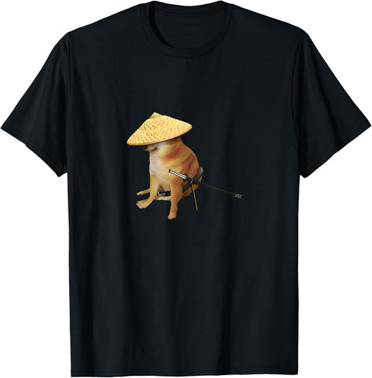 Cheems Samurai Epic Iconic Meme Shiba Inu Doge Bonk T-Shirt - T-Shirt | Black