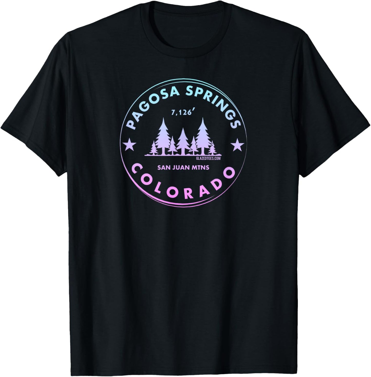 Pagosa Springs Colorado Mountain Town - Retro Mtn Forest T-Shirt - T-Shirt | Black