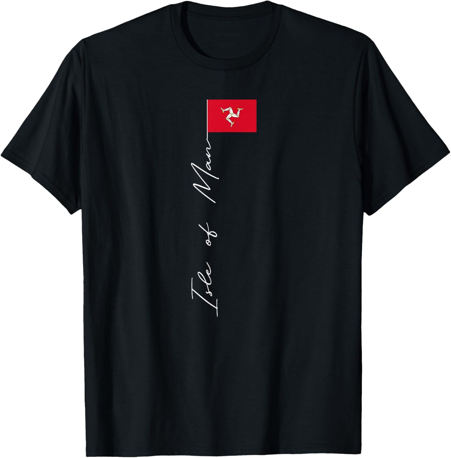 Isle of Man Signature Flag Pole Patriotic Isle of Man Flag T-Shirt - T-Shirt | Black