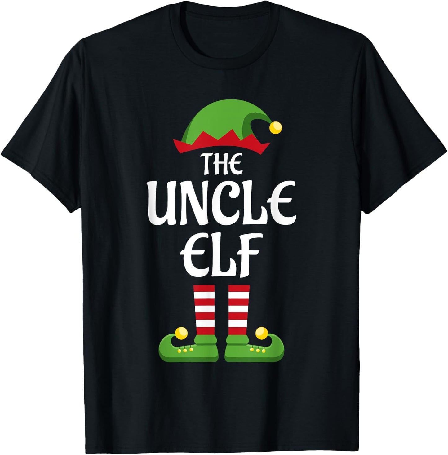 Uncle Elf Family Matching Group Christmas T-Shirt - T-Shirt | Black
