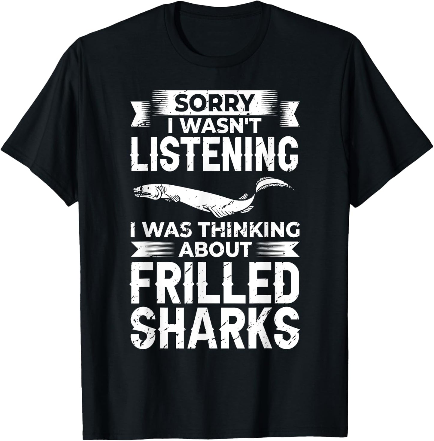 Frilled Shark Animal Tooth Funny Ocean T-Shirt - T-Shirt | Black