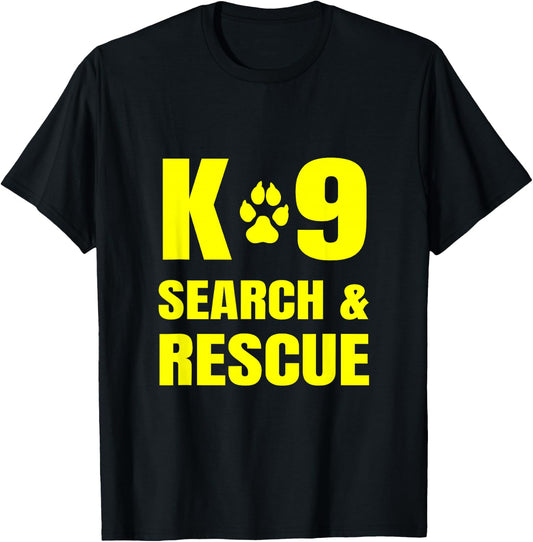 K-9 Search and Rescue Dog Handler Trainer SAR K9 Front Print T-Shirt - T-Shirt | Black