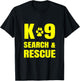 K-9 Search and Rescue Dog Handler Trainer SAR K9 Front Print T-Shirt - T-Shirt | Black
