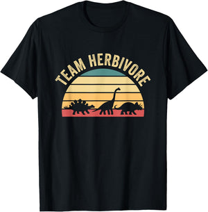 Team Herbivore Cute Dinosaur T-Shirt - T-Shirt | Black