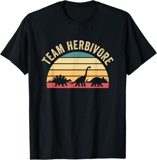 Team Herbivore Cute Dinosaur T-Shirt - T-Shirt | Black