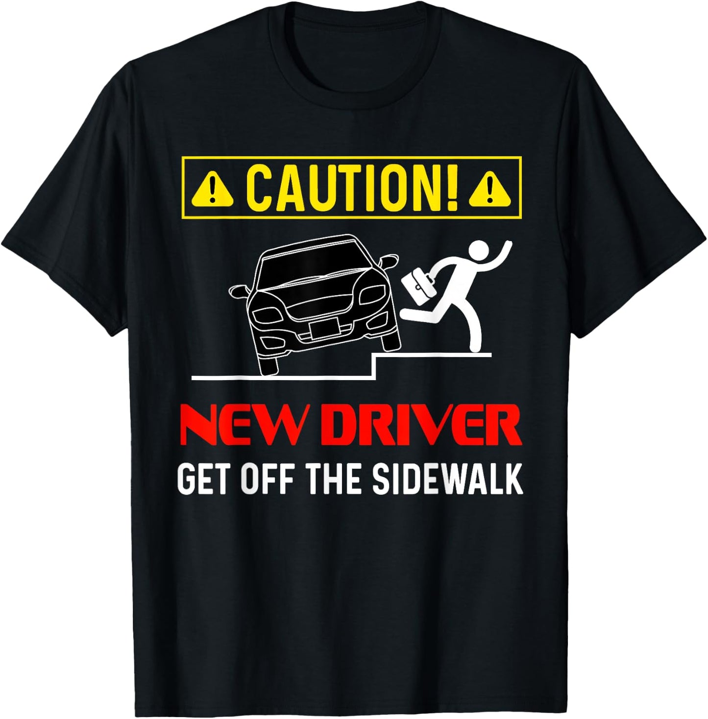 Caution New Driver Funny Student Learner's Permit Licensed T-Shirt - T-Shirt | Black