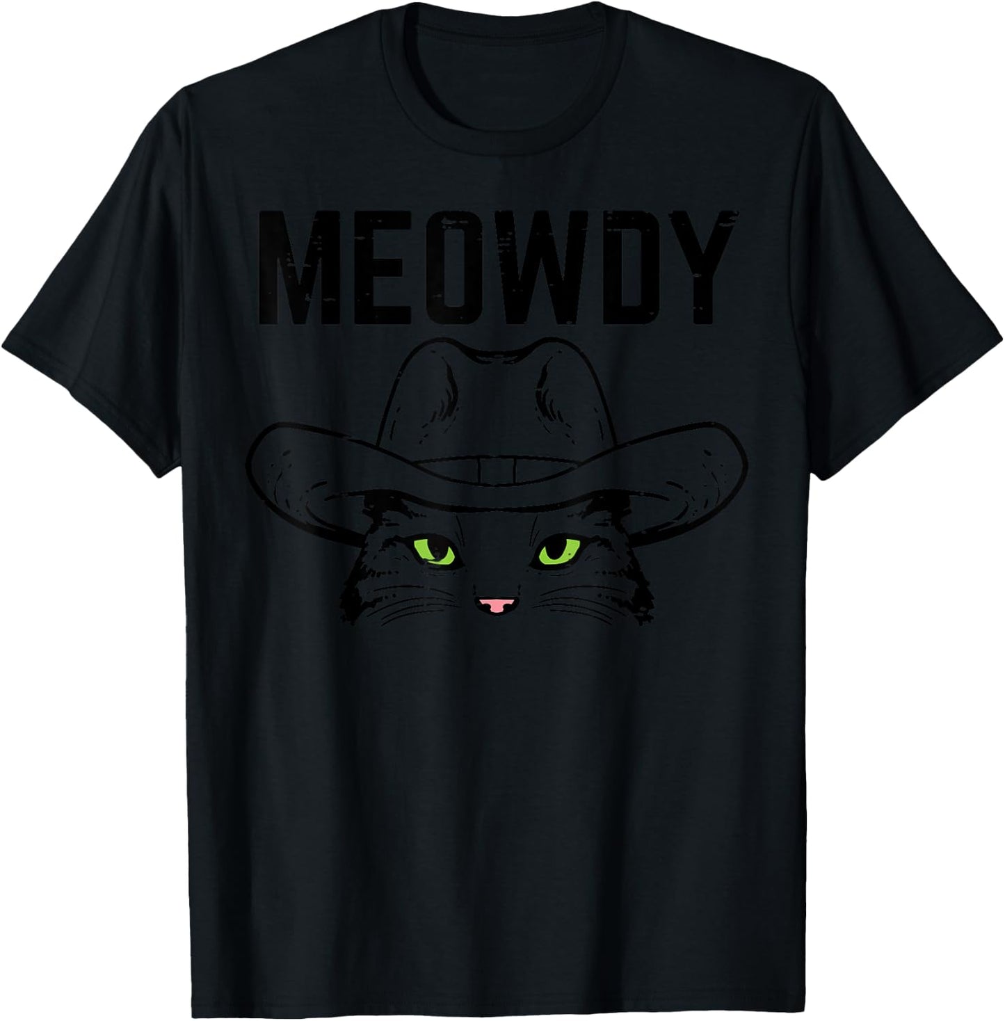 Cowboy Cat Meowdy Funny Texas Meme Country Men Women Kids T-Shirt - T-Shirt | Black