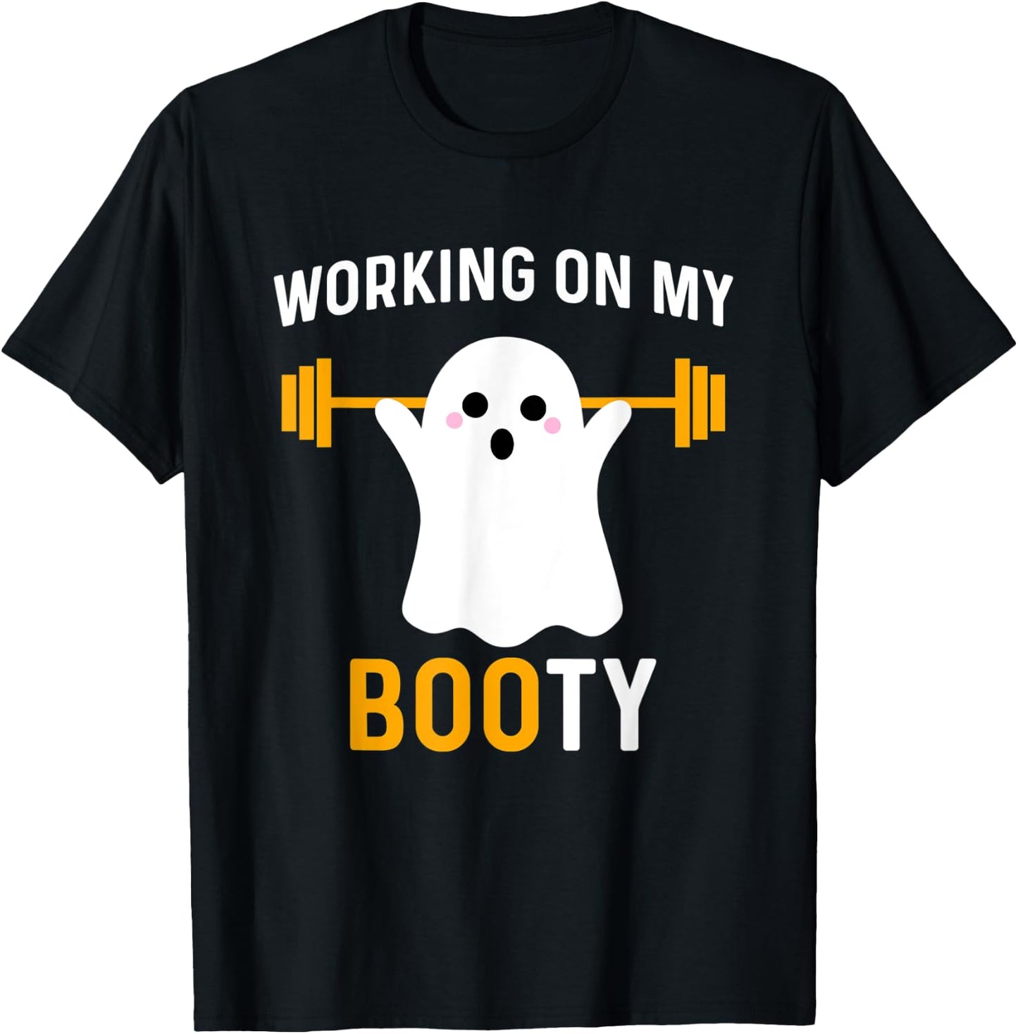 Working On My Booty Funny Halloween Workout Gym Squat T-Shirt - T-Shirt | Black