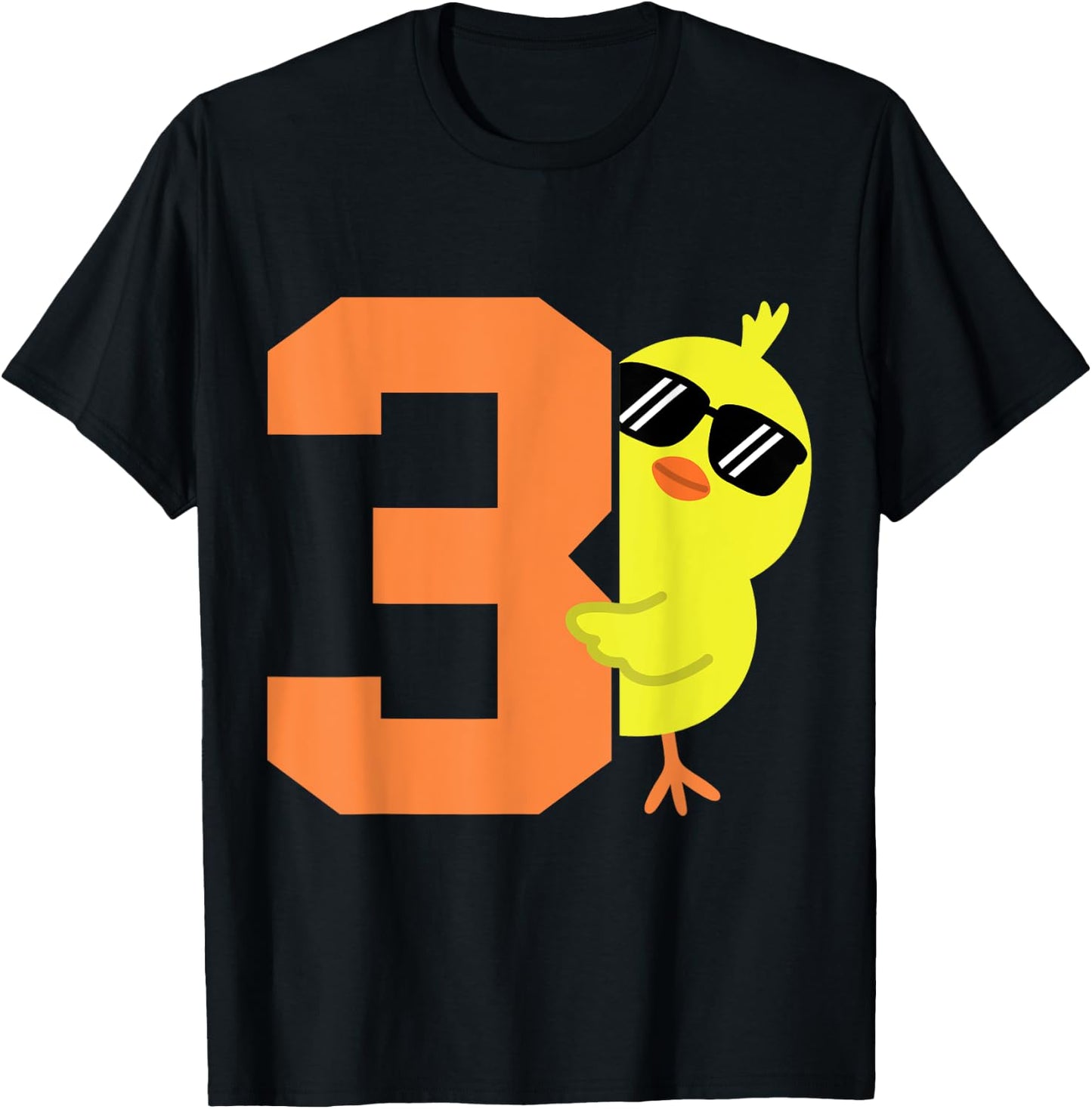 Kids 3rd Birthday Chicken Themed Cute 3 Year Old Boys Chick T-Shirt - T-Shirt | Black