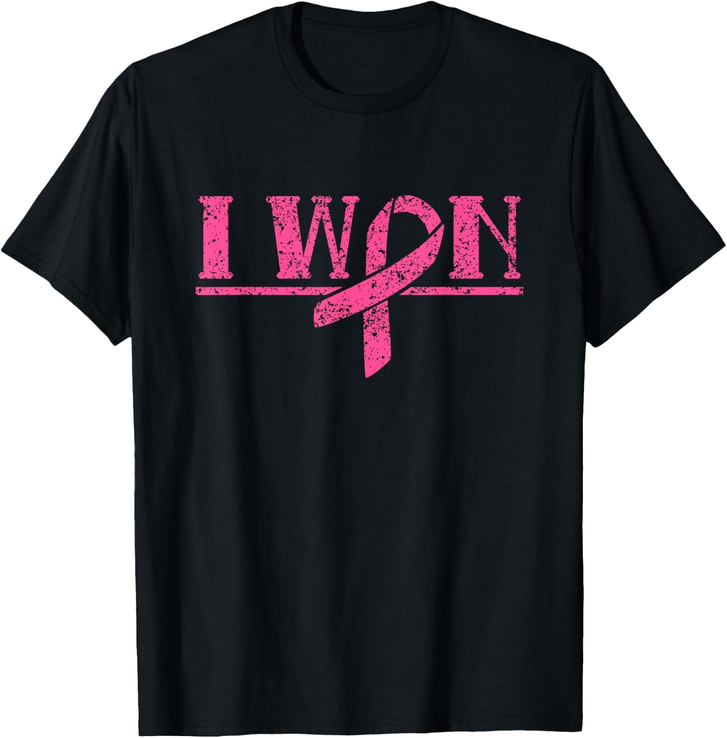 I Won Fight Awareness Pink Support Breast Cancer T-Shirt - T-Shirt | Black