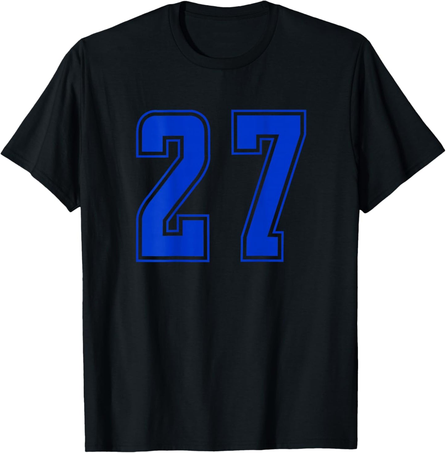 Blue Royal Number 27 Team Junior Sports Numbered Uniform T-Shirt - T-Shirt | Black