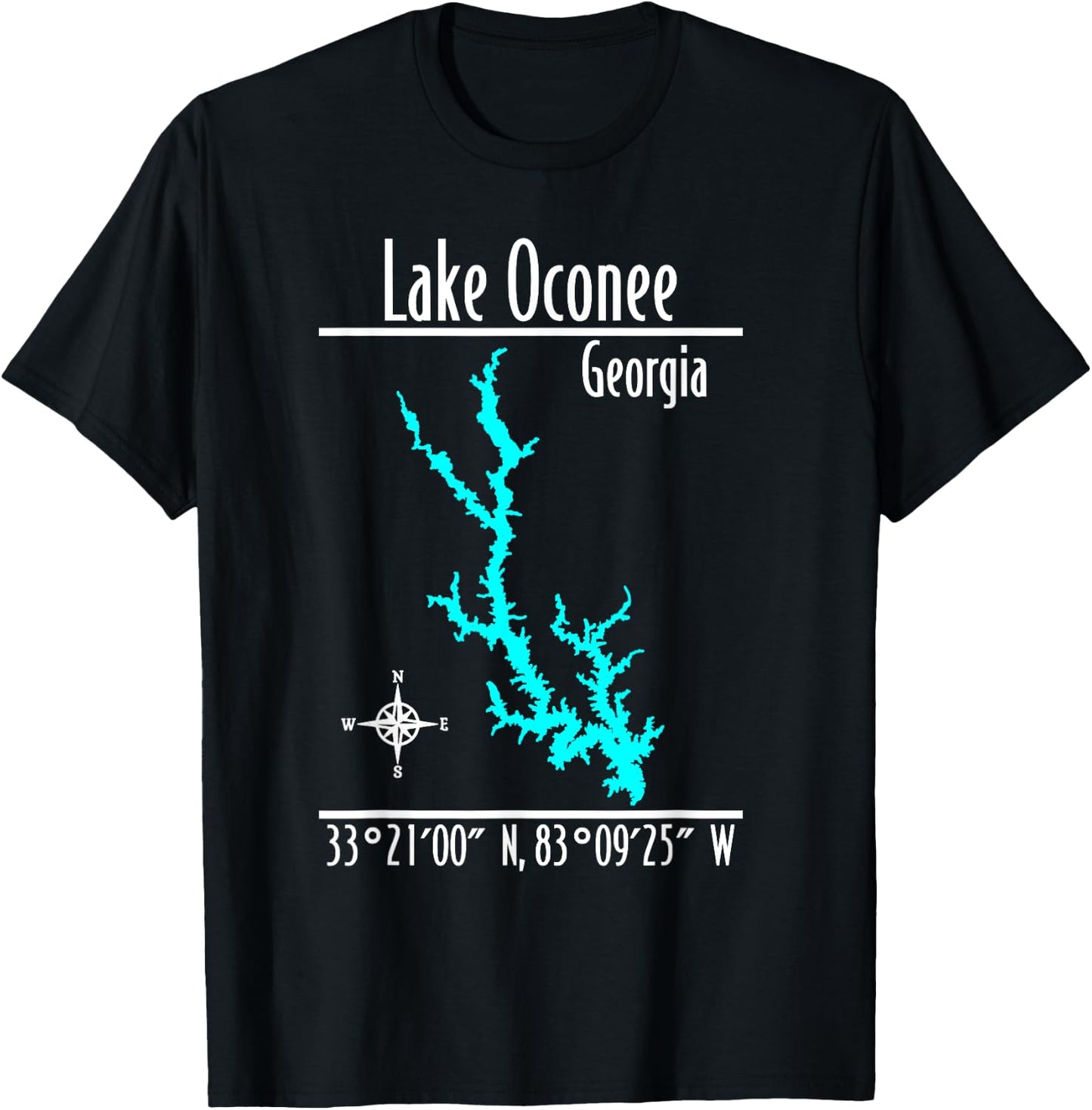 Modern Lake Oconee - Georgia T-Shirt - T-Shirt | Black
