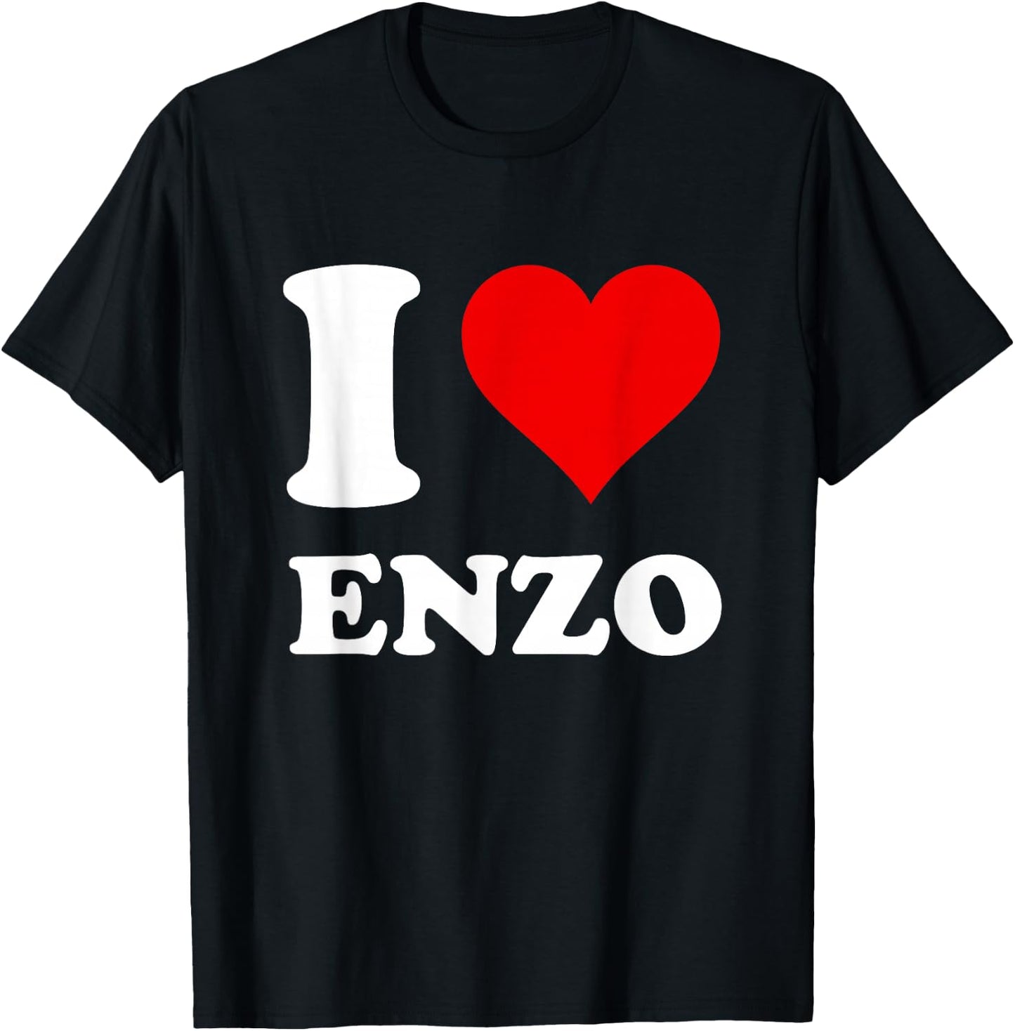 I Heart Enzo I Love Enzo , Women's Vacation , Black, Small, Short Sleeve, , Classic Fit, Cotton Blend T-Shirt - T-Shirt | Black
