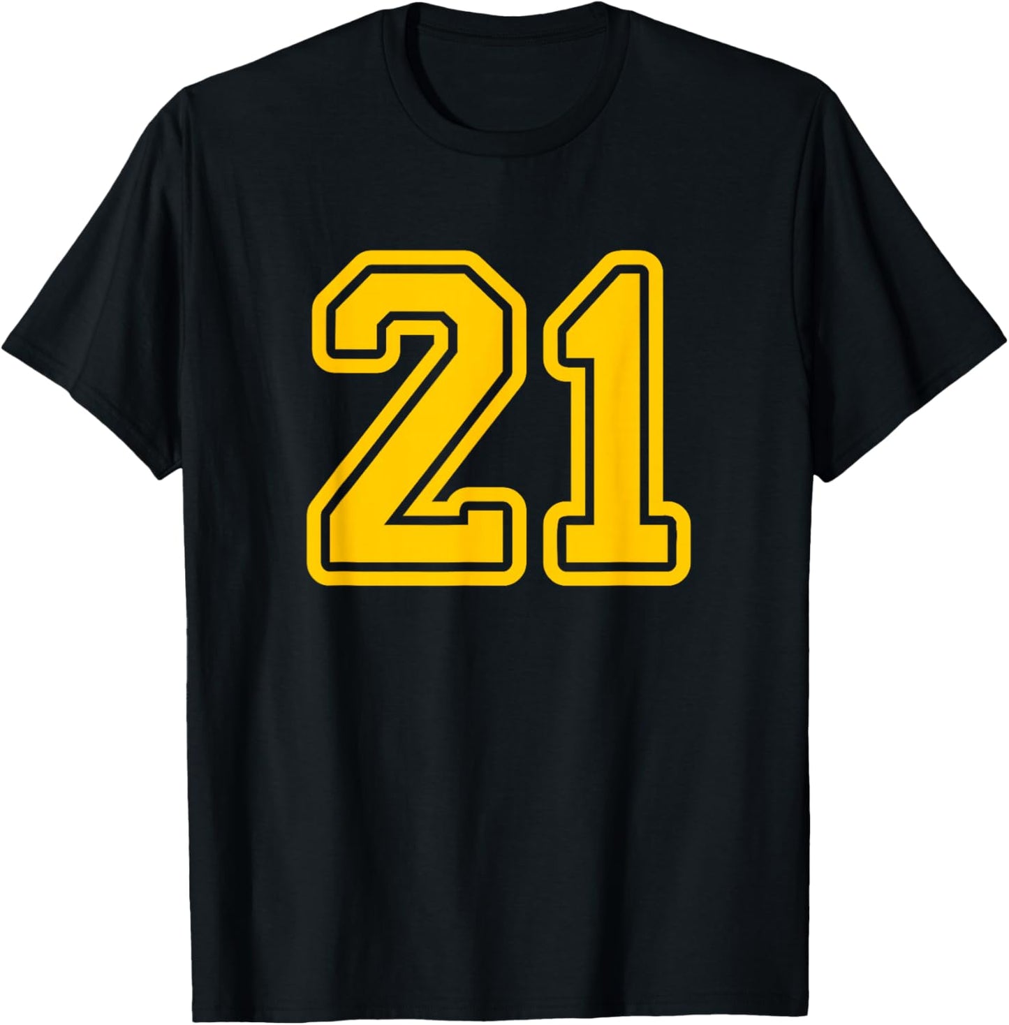 Number #21 Yellow Sport Number 21 T-Shirt - T-Shirt | Black