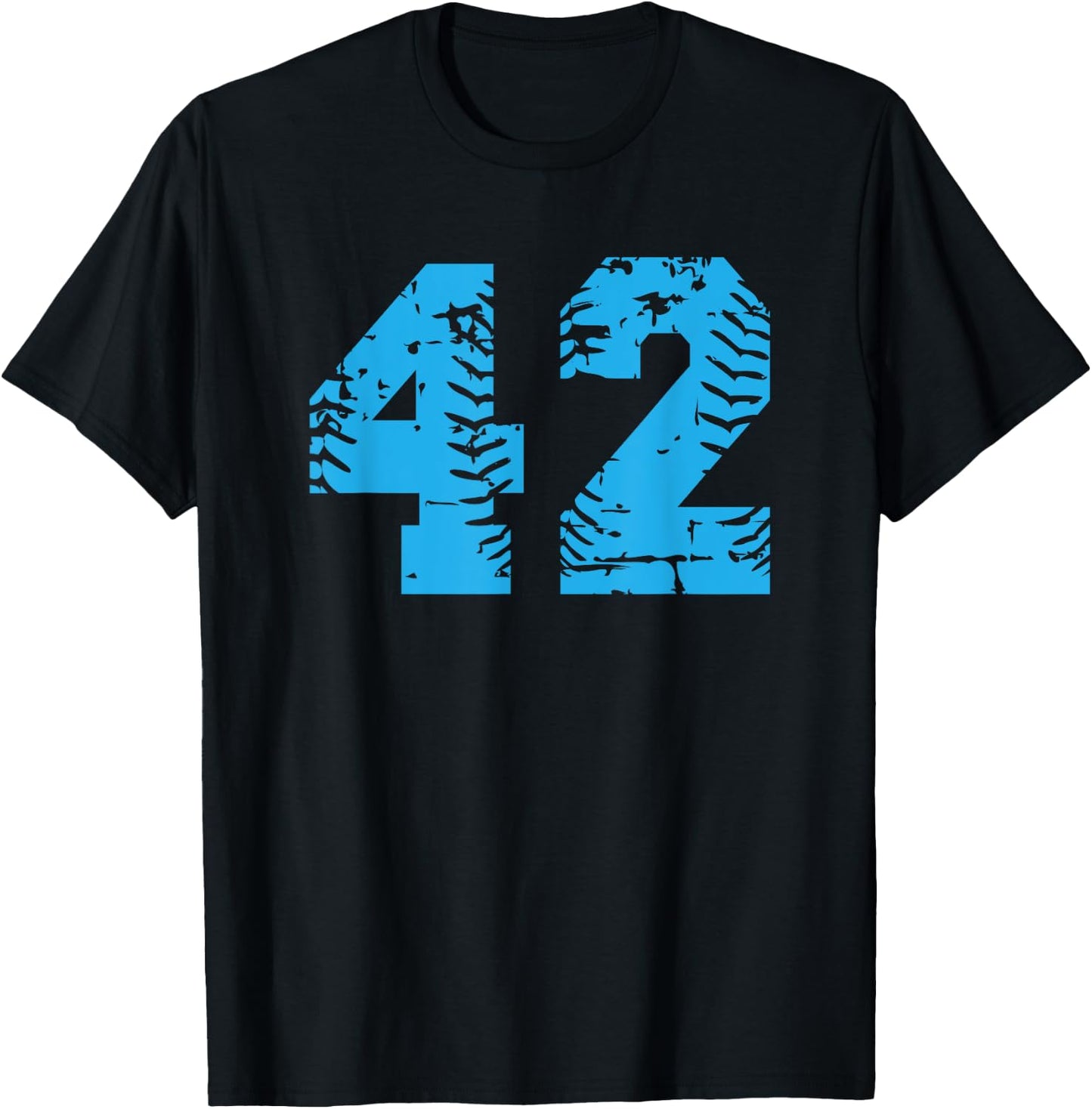 Number #42 Baseball Softball Blue Vintage Number T-Shirt - T-Shirt | Black