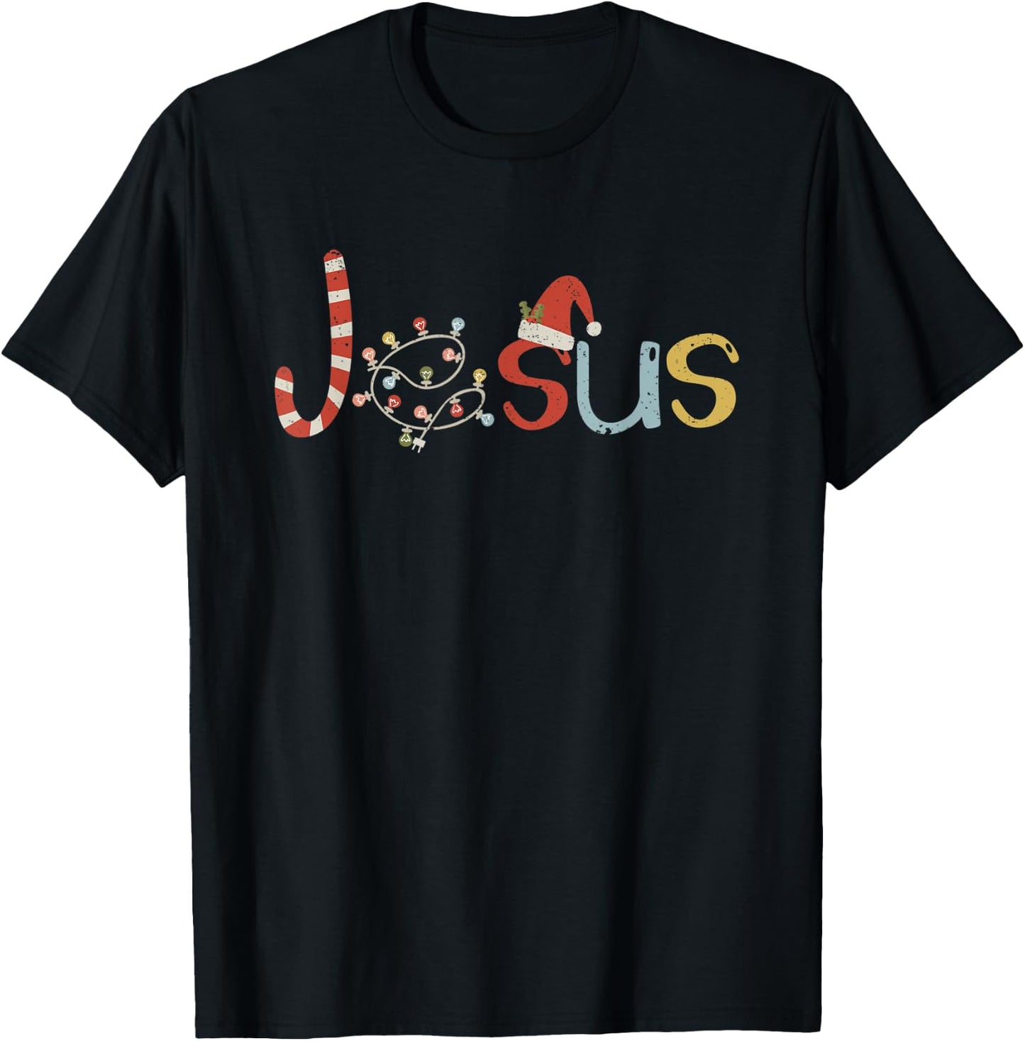 Jesus Candy Cane Funny Christmas Loves Christ Religous T-Shirt - T-Shirt | Black