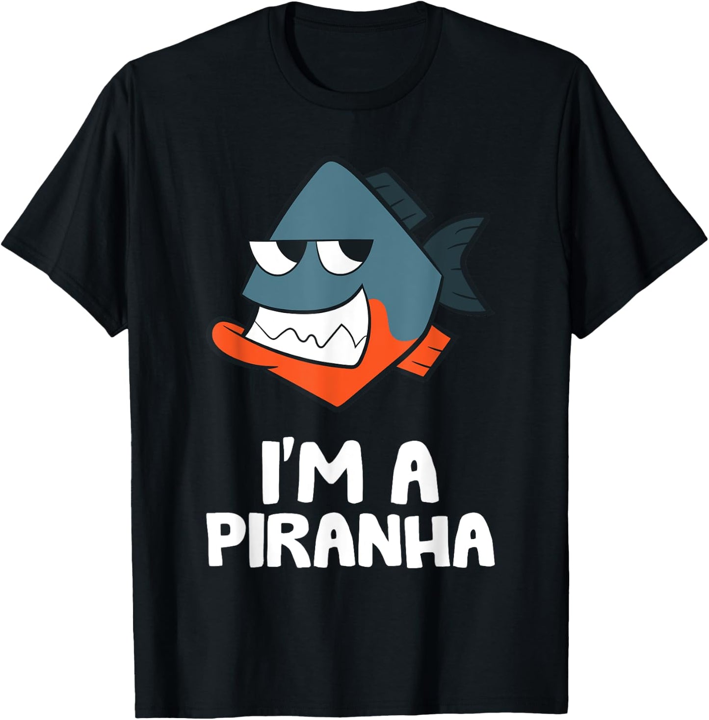 Funny Piranha Fish Gifts I'm A Piranha Kawaii Piranha Fish Drawing -Kids Black Small T-Shirt - T-Shirt | Black