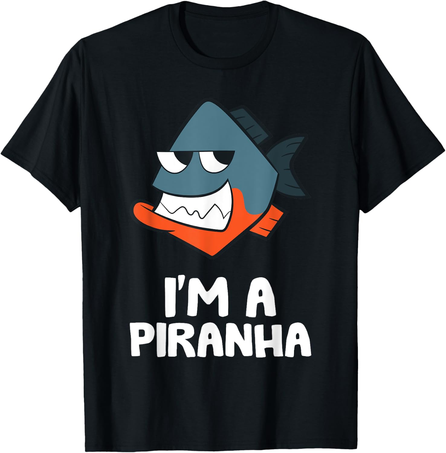 Funny Piranha Fish Gifts I'm A Piranha Kawaii Piranha Fish Drawing -Kids Black Small T-Shirt - T-Shirt | Black