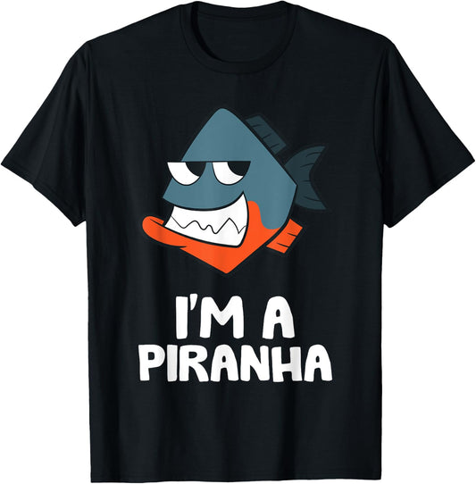 Funny Piranha Fish Gifts I'm A Piranha Kawaii Piranha Fish Drawing -Kids Black Small T-Shirt - T-Shirt | Black