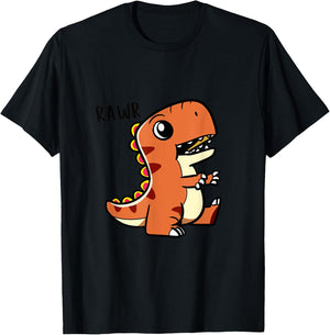 Kids Dino Rawr Trex Cartoon Dinosaur Monster T-Shirt - T-Shirt | Black