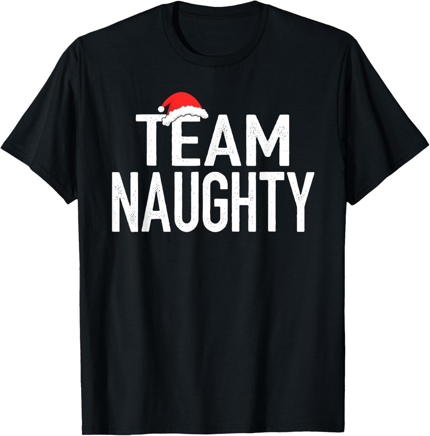 Christmas Couple Santa Claus Pajama Shirts, Team Naughty T-Shirt - T-Shirt | Black