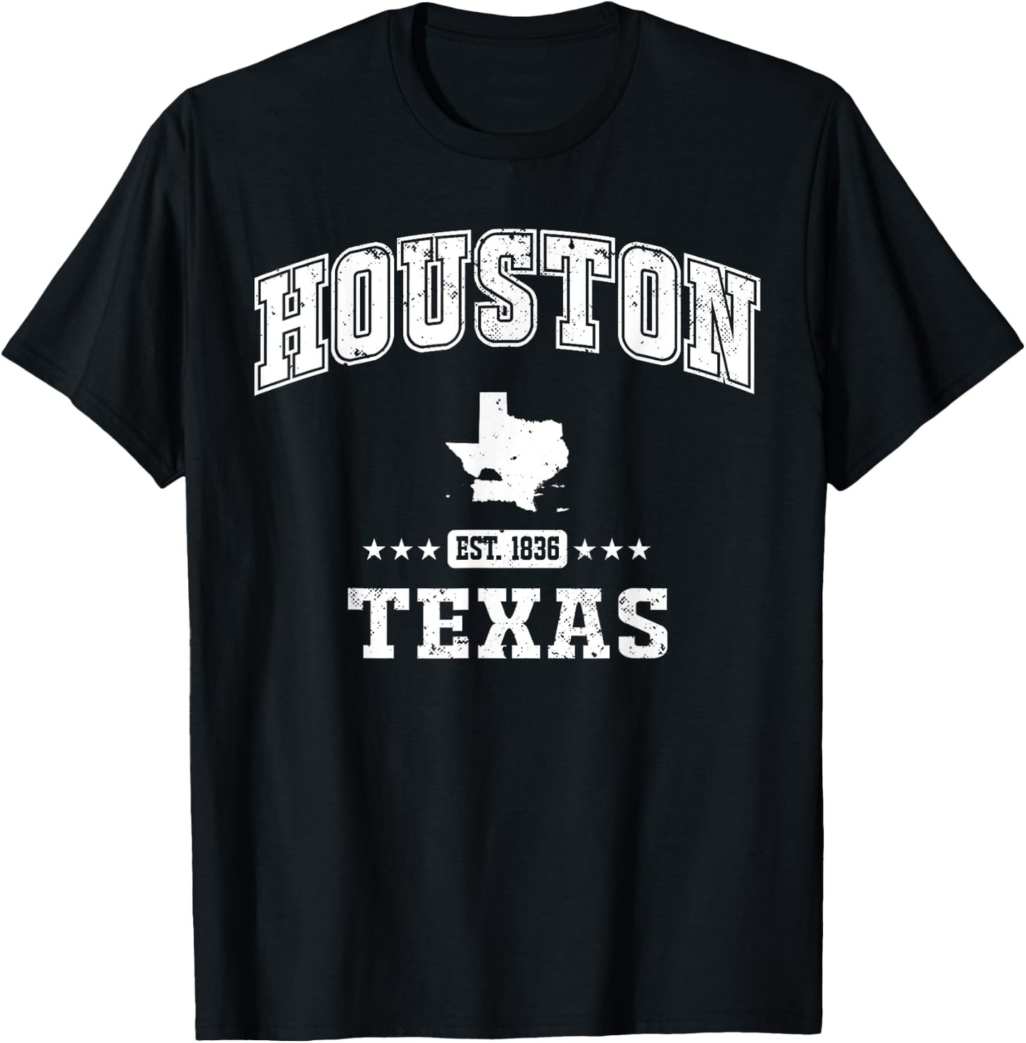 Houston Texas TX Vintage Sports Athletic T-Shirt - T-Shirt | Black
