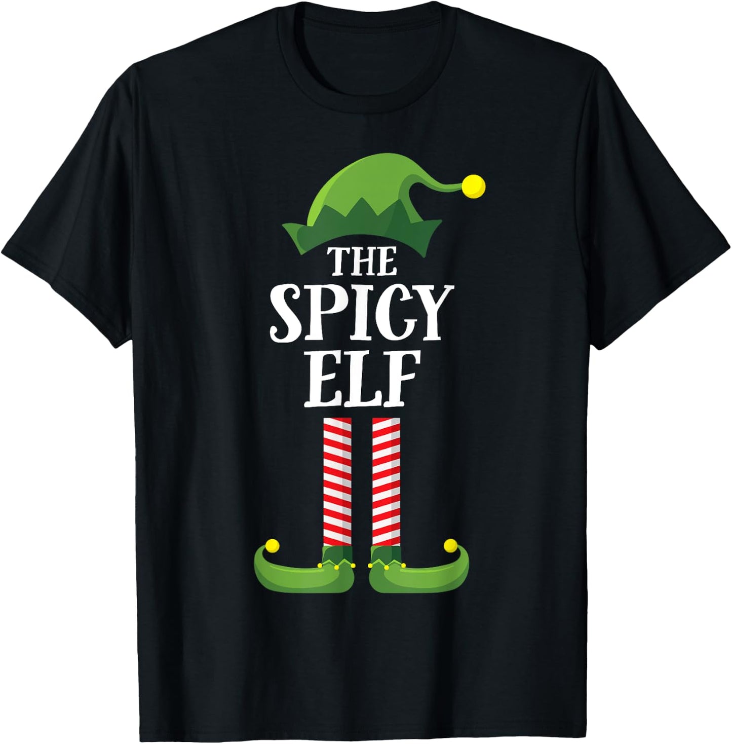 Spicy Elf Matching Family Group Christmas Party Funny Elf T-Shirt - T-Shirt | Black