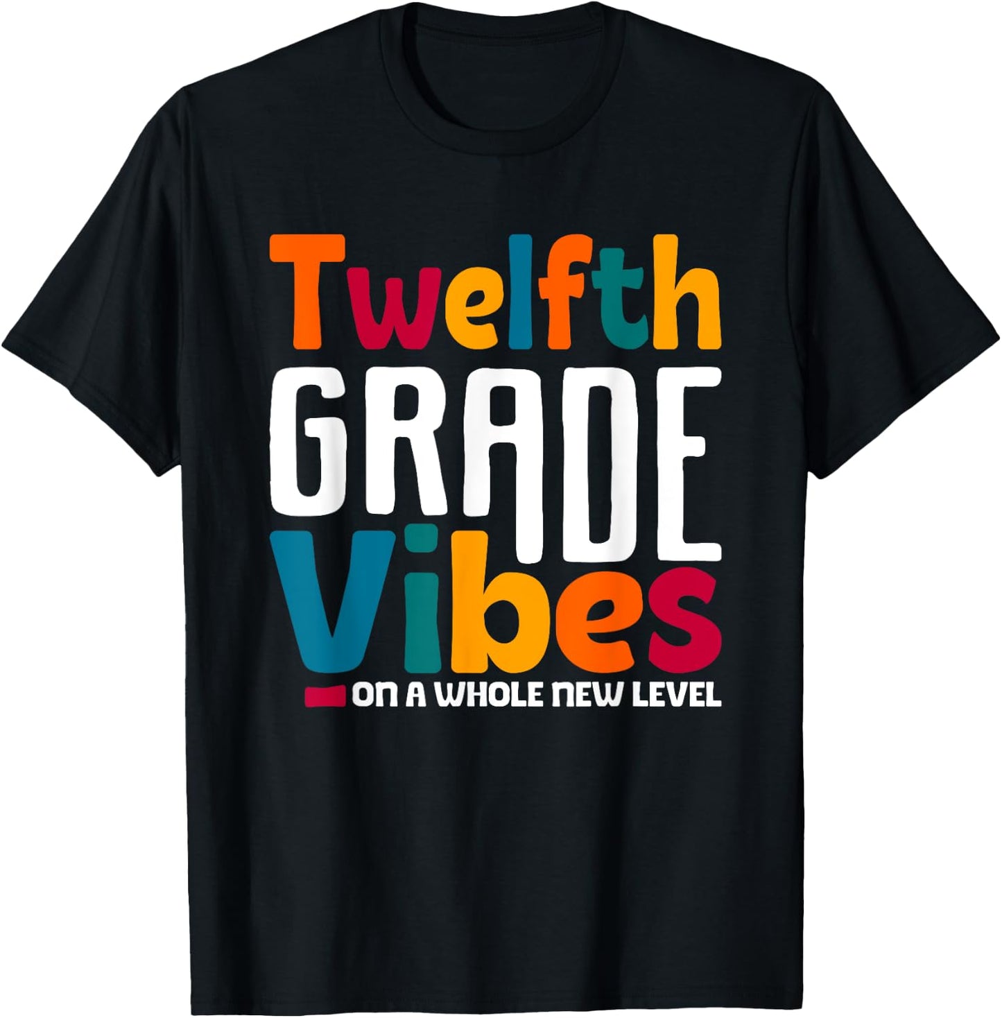 Twelfth Grade Vibes Vintage 1st Day School Team 12th Grade T-Shirt - T-Shirt | Black