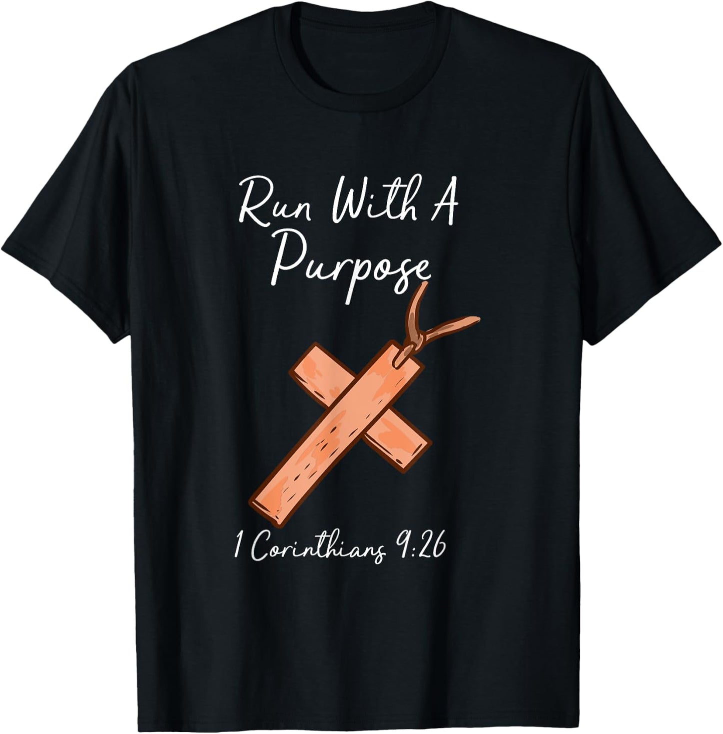 Run With A Purpose I Christianity I Christian Faith T-Shirt - T-Shirt | Black