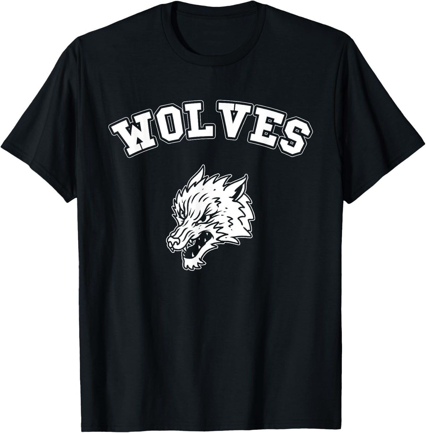 Wolves Team Vintage Sports Football Baseball Wolf College T-Shirt - T-Shirt | Black