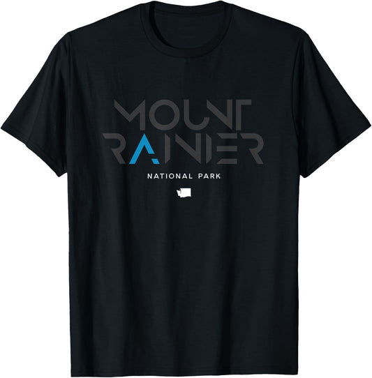 Mount Rainier National Park Washington Tonal Retro Vintage T-Shirt - T-Shirt | Black