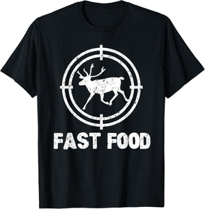 Funny Fast Food Deer Hunting Hunter Gift T-Shirt - T-Shirt | Black