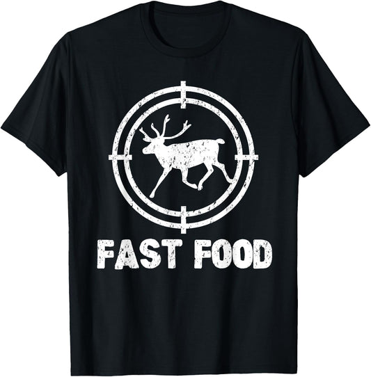 Funny Fast Food Deer Hunting Hunter Gift T-Shirt - T-Shirt | Black