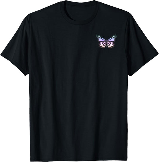 Colorful Butterfly Pocket Logo T-Shirt - T-Shirt | Black
