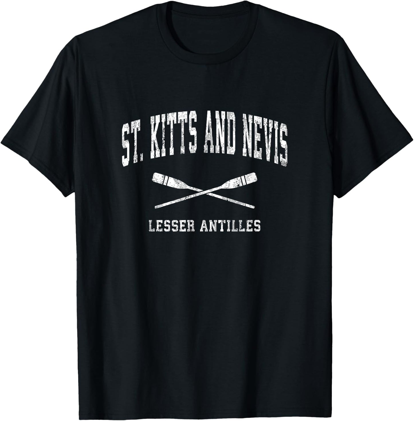 St. Kitts and Nevis Vintage Nautical Paddles Sports Oars T-Shirt - T-Shirt | Black