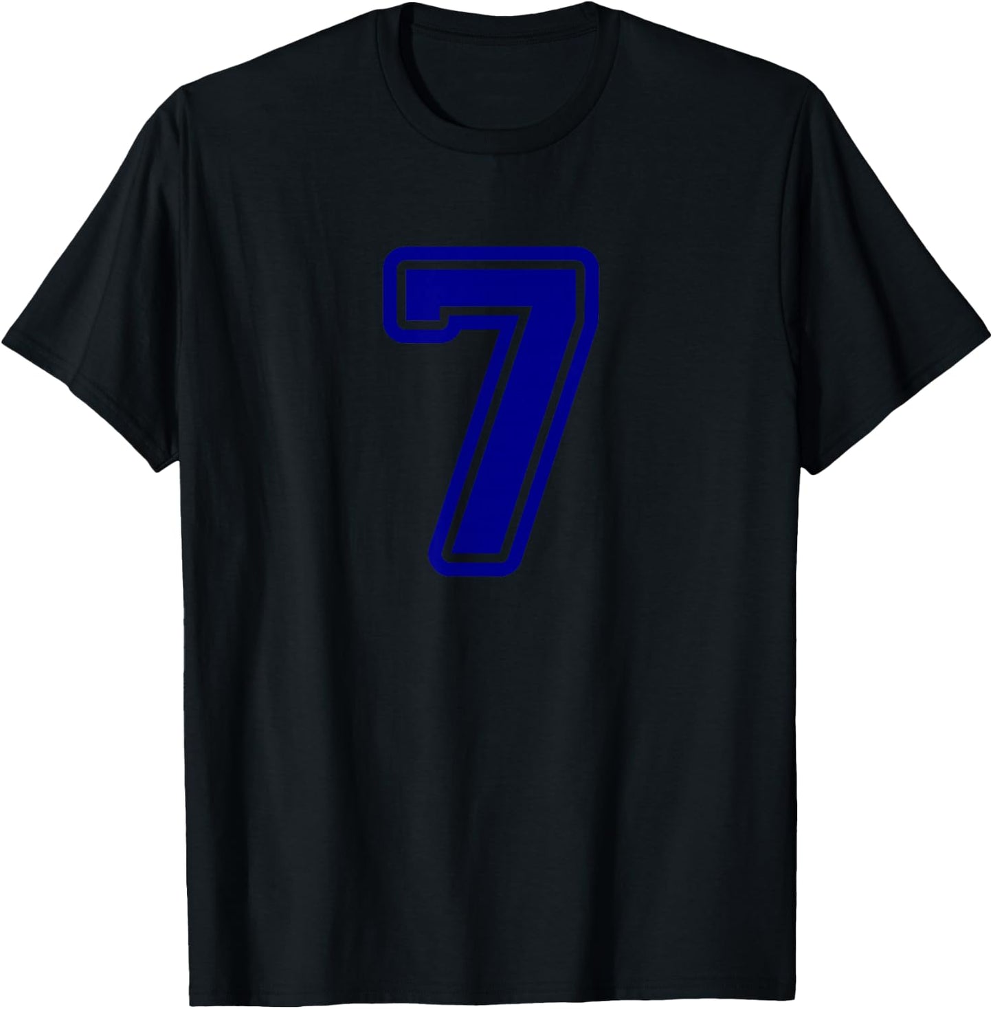Number #7 Blue Sport Varsity Number 7 T-Shirt - T-Shirt | Black