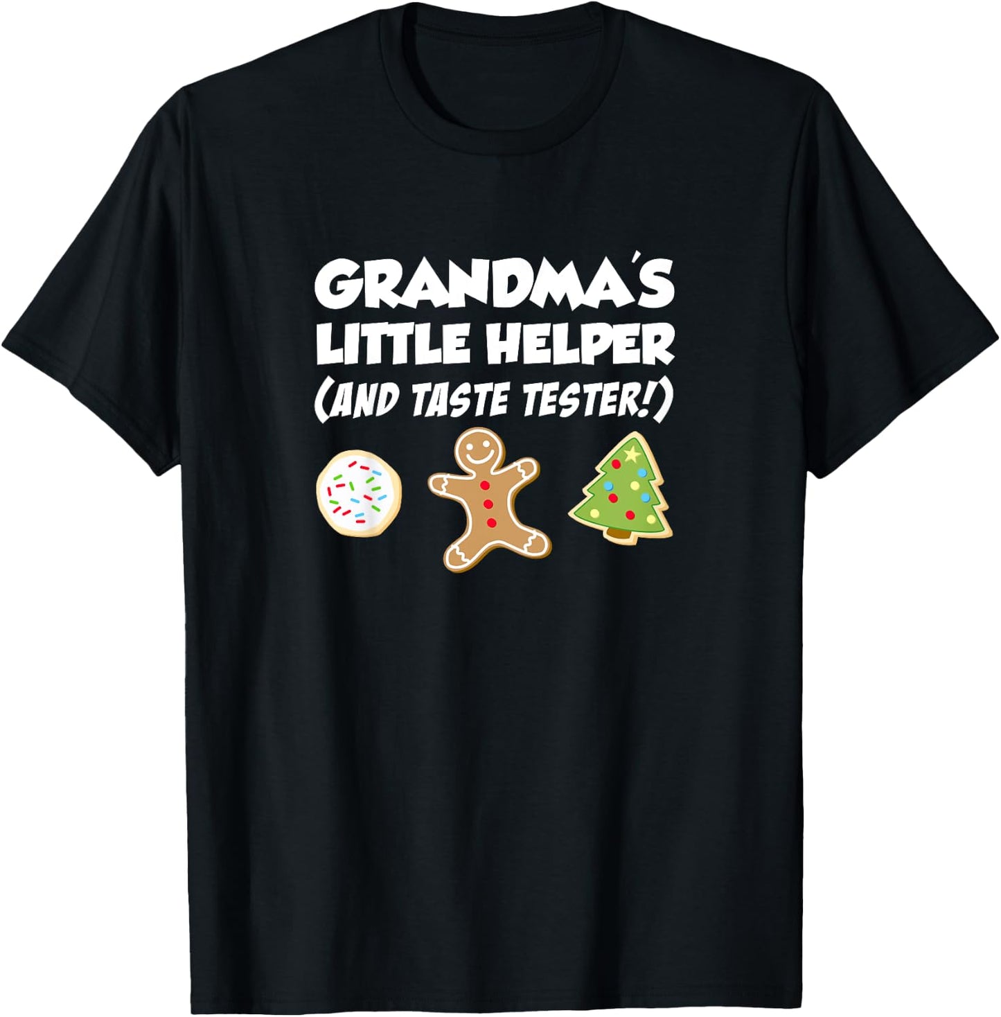 Kids Grandma's Little Helper Christmas Cookie Baking T-Shirt - T-Shirt | Black