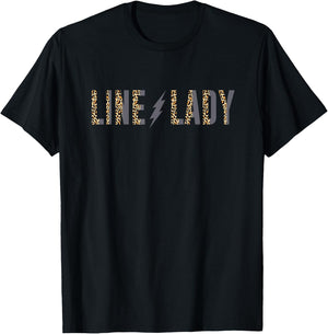 Lineman Girlfriend Line Lady Leopard Electricians Lady T-Shirt - T-Shirt | Black