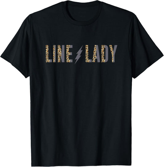 Lineman Girlfriend Line Lady Leopard Electricians Lady T-Shirt - T-Shirt | Black
