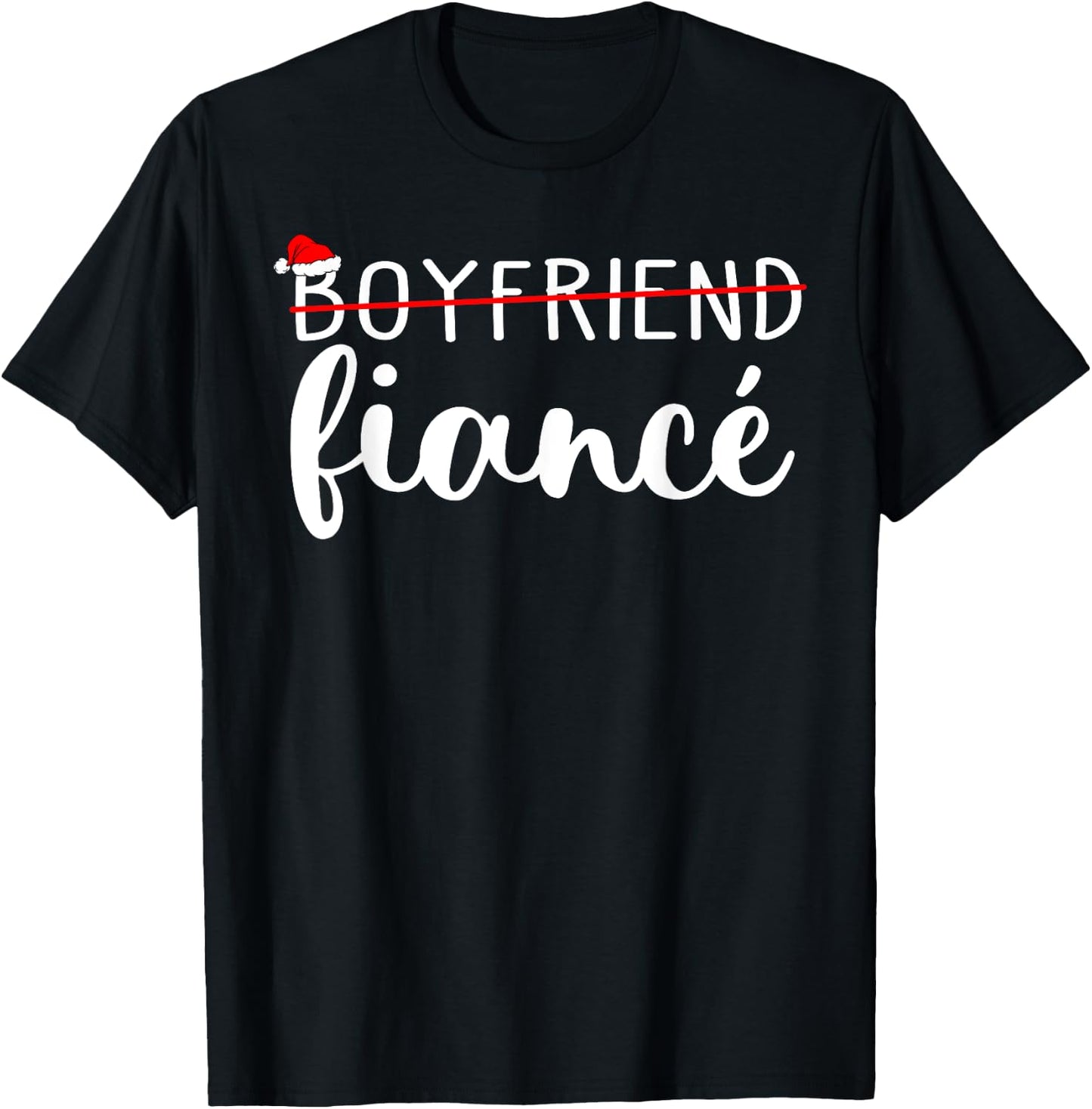 Fiance Fiancee Engaged Couples Matching Christmas Pajama T-Shirt - T-Shirt | Black