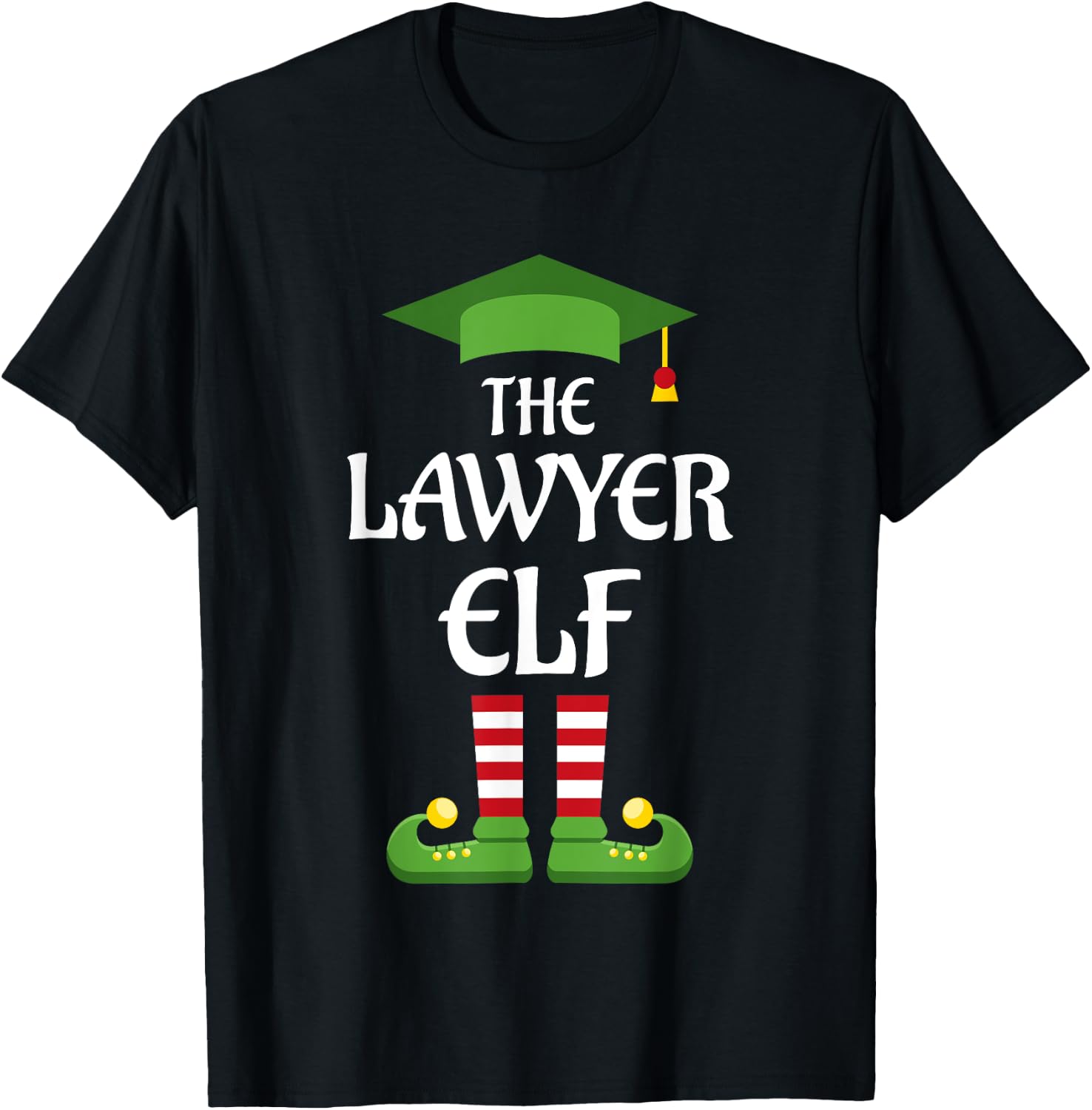 Lawyer Elf Family Matching Group Christmas T-Shirt - T-Shirt | Black