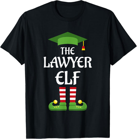 Lawyer Elf Family Matching Group Christmas T-Shirt - T-Shirt | Black