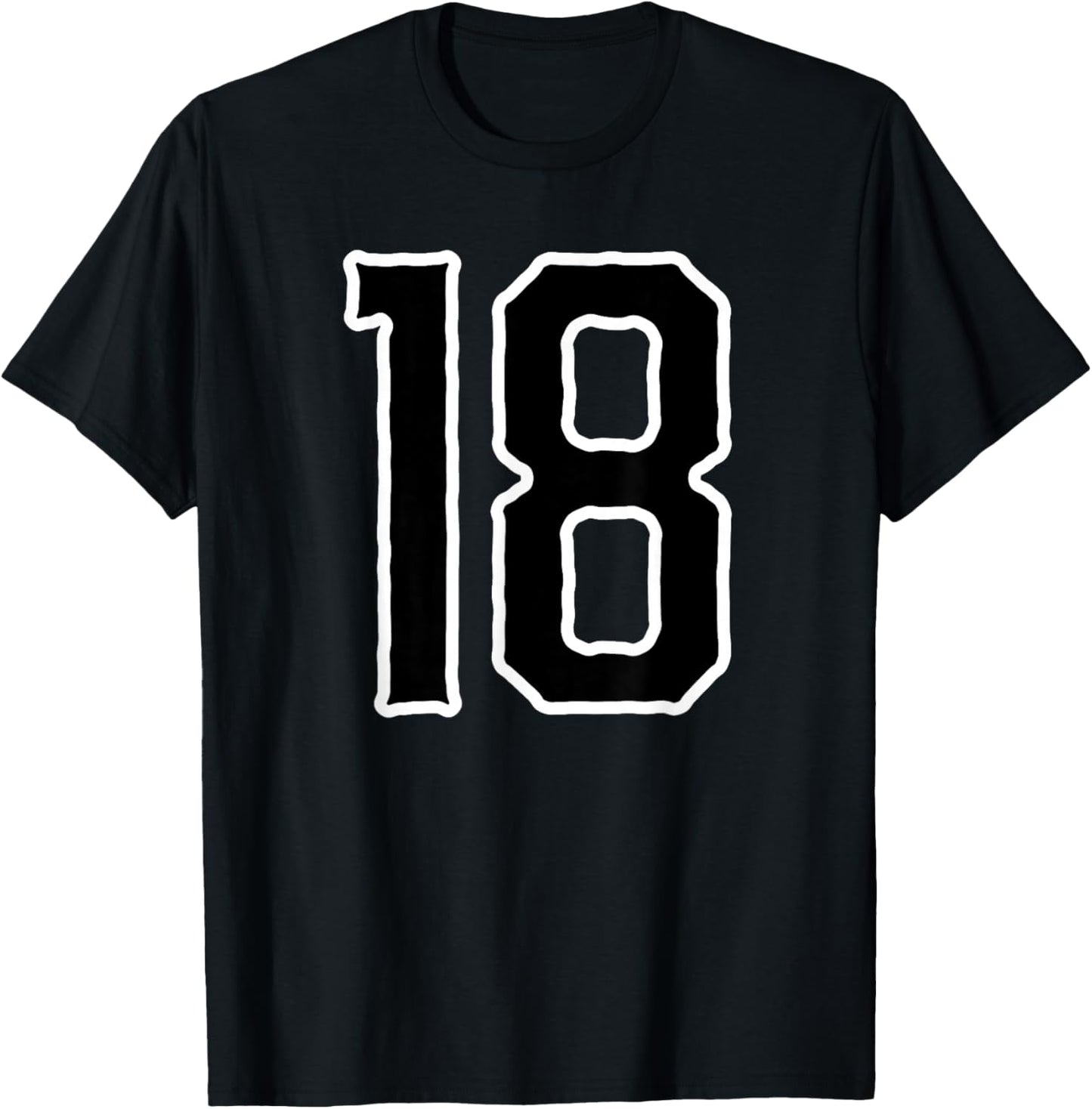Number #18 White Black Sport Number 18 T-Shirt - T-Shirt | Black