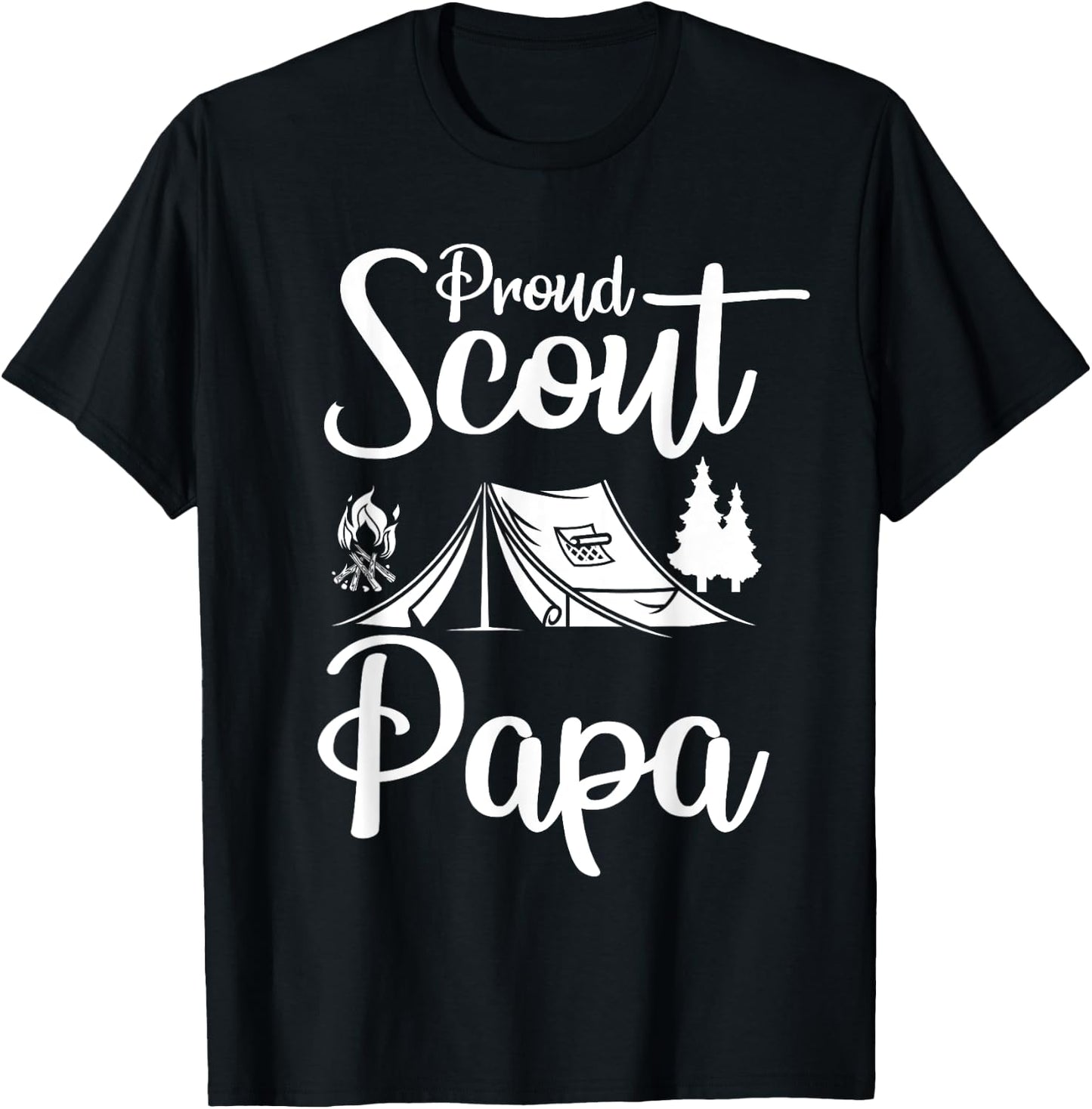 Proud Scout Papa Camping Scouting Tent Scout Dad Leader T-Shirt - T-Shirt | Black