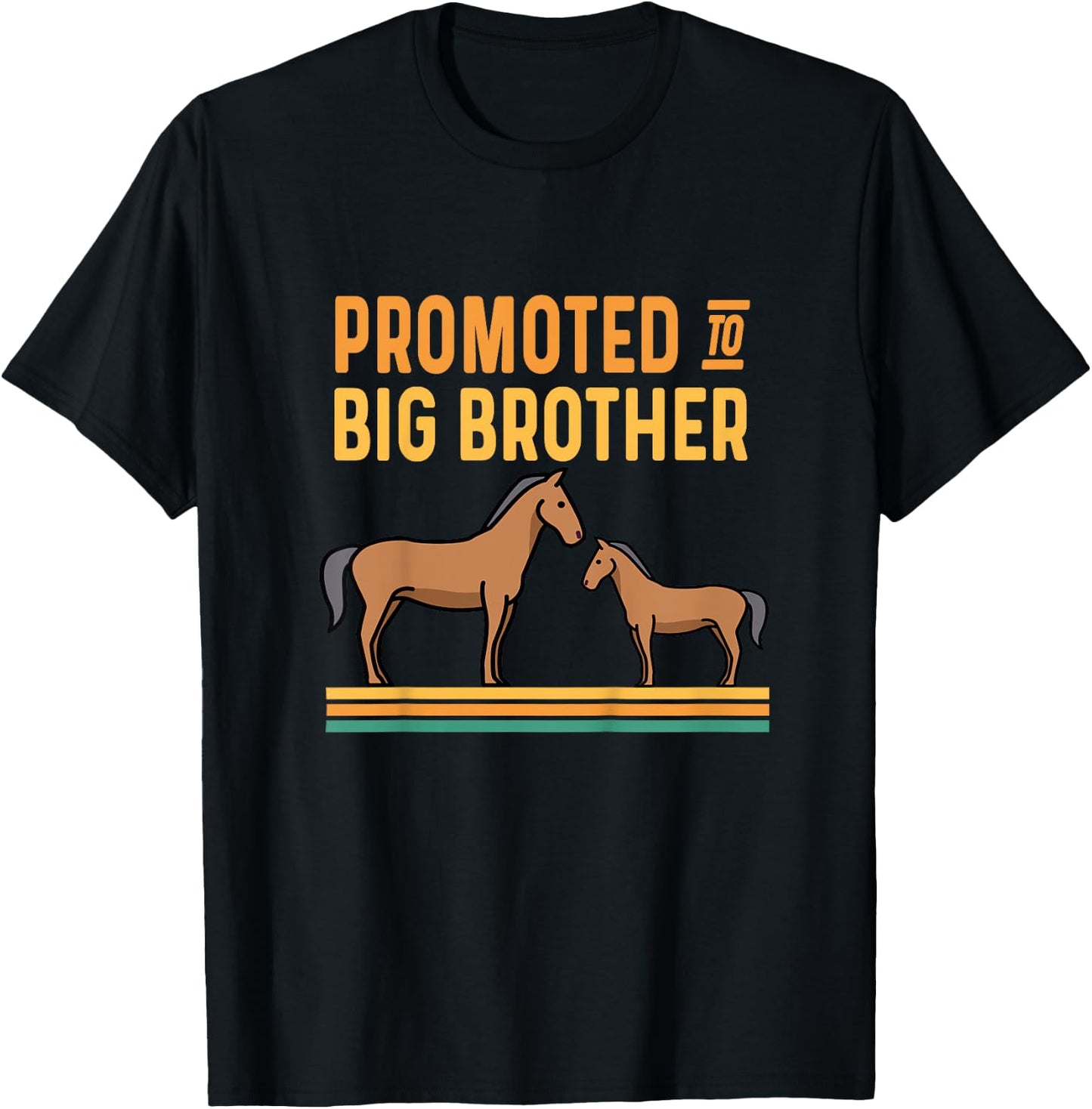 Kids Promoted to Big Brother Baby Announcement - Horse Mare Pony T-Shirt - T-Shirt | Black