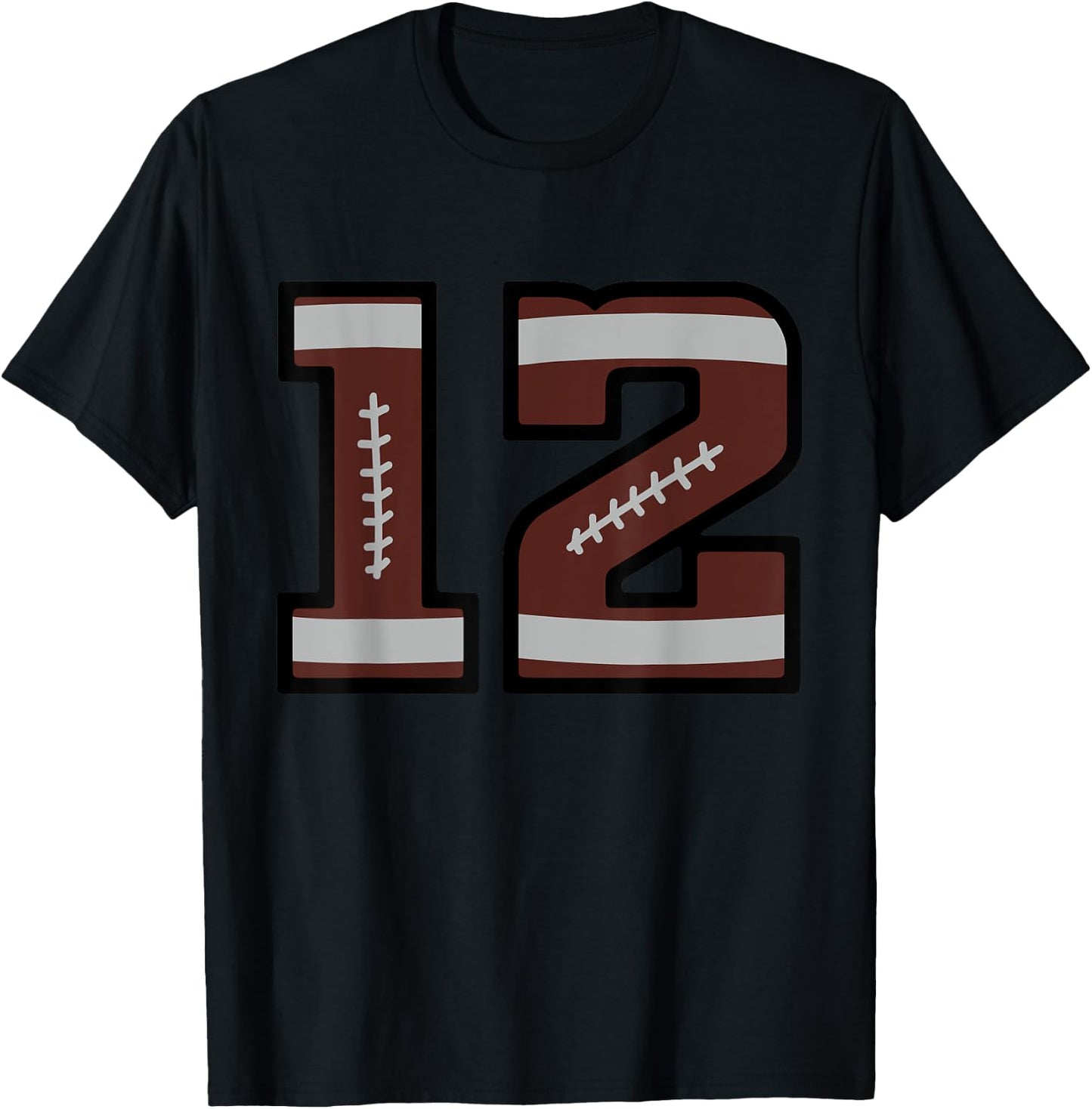 Football Number #12 T-Shirt - T-Shirt | Black