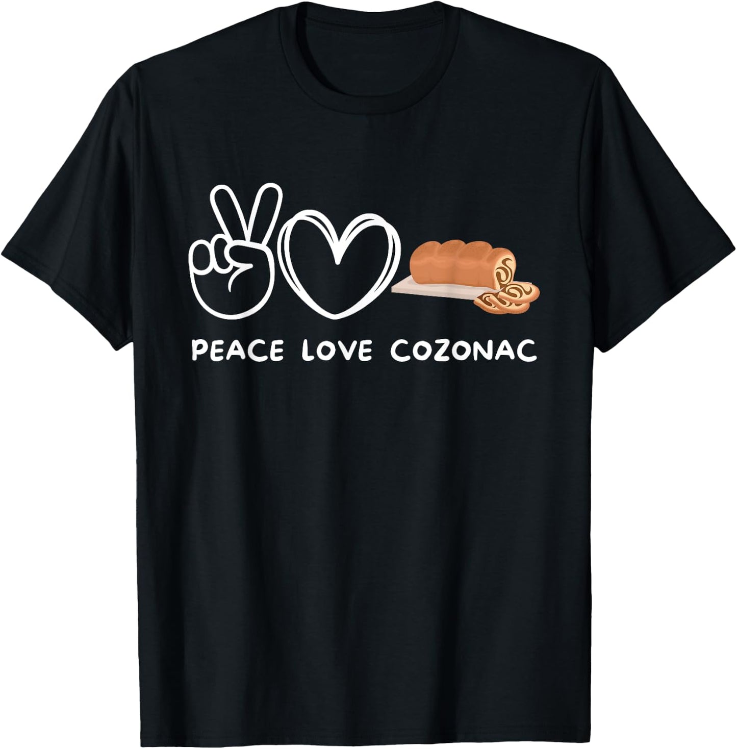 Peace, Love Cozonac Retro Cozonac Lover Food Lover T-Shirt - T-Shirt | Black